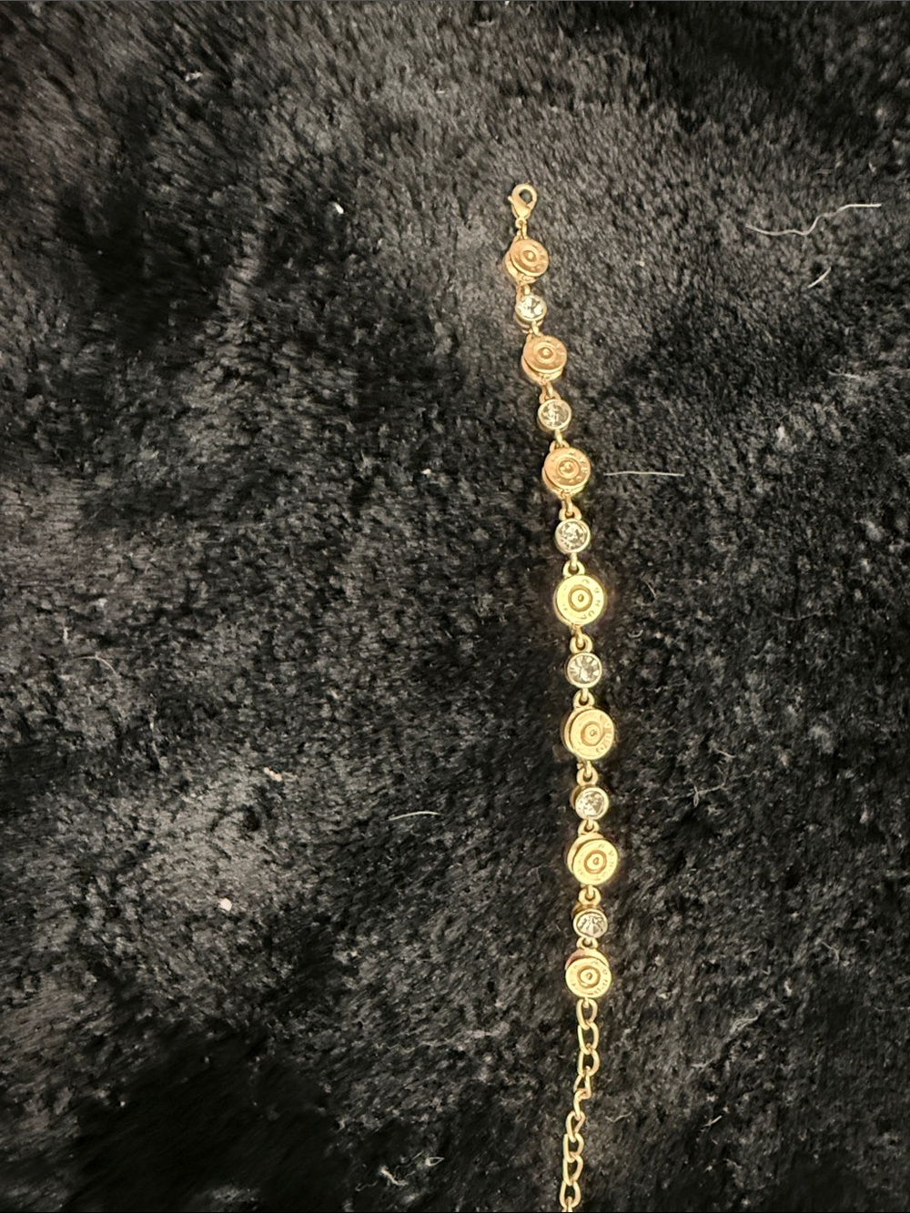 Gold Disc Link Bracelet with Clear Accents - Women Jewelry